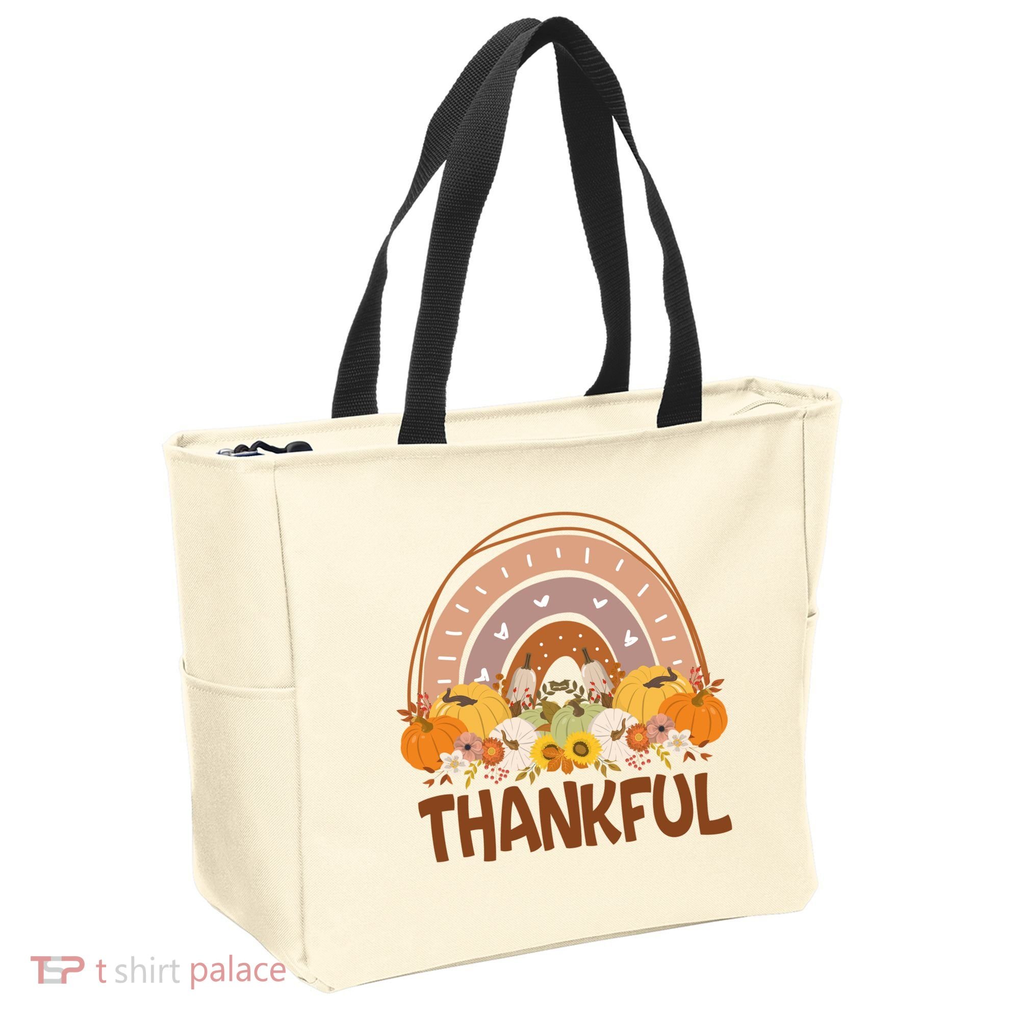 Thankful Pumpkin Patch Cute Rainbow Holiday Tote Bag