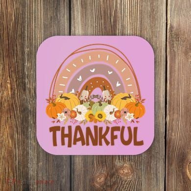 Thankful Pumpkin Patch Cute Rainbow Holiday Coaster