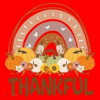 Thankful Pumpkin Patch Cute Rainbow Holiday Santa Hat thumb 1
