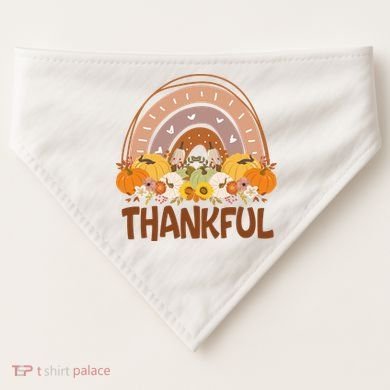 Thankful Pumpkin Patch Cute Rainbow Holiday USA-Made Doggie Bandana