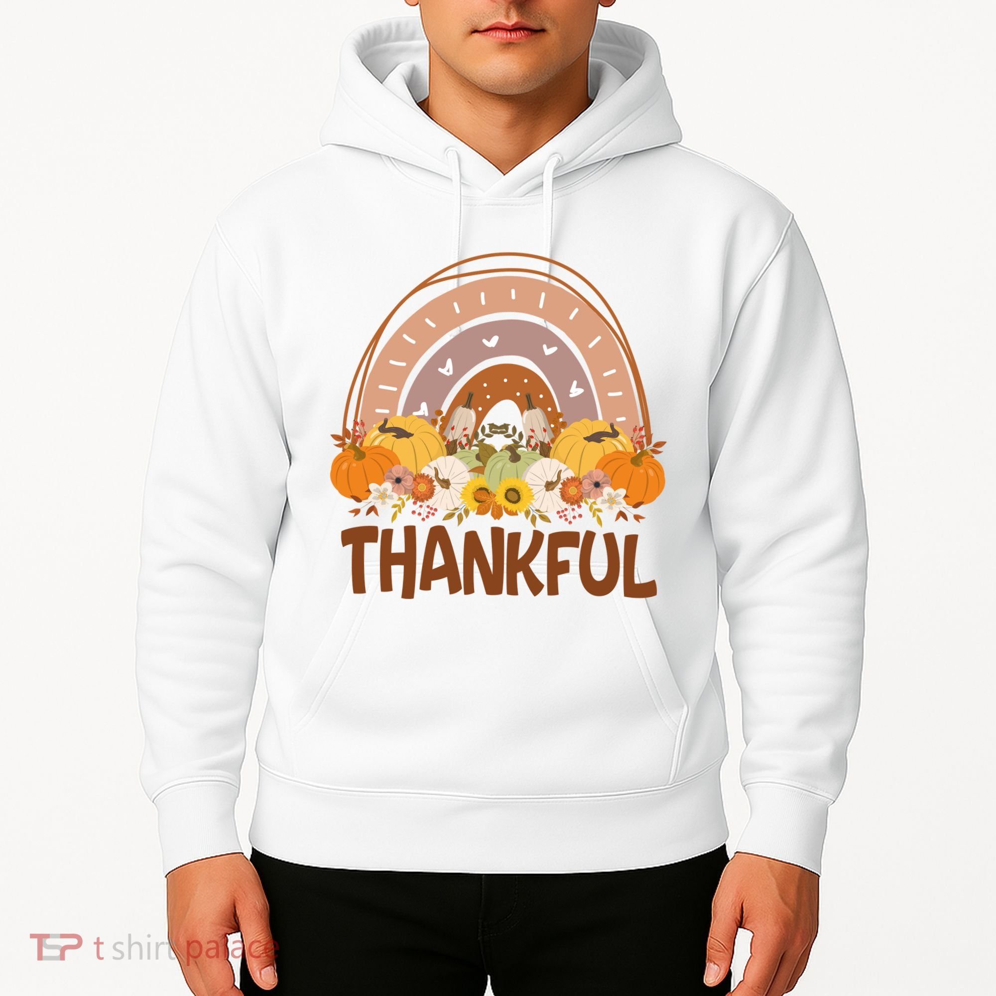Thankful Pumpkin Patch Cute Rainbow Holiday Hoodie