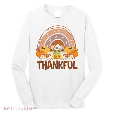 Thankful Pumpkin Patch Cute Rainbow Holiday Long Sleeve Shirt