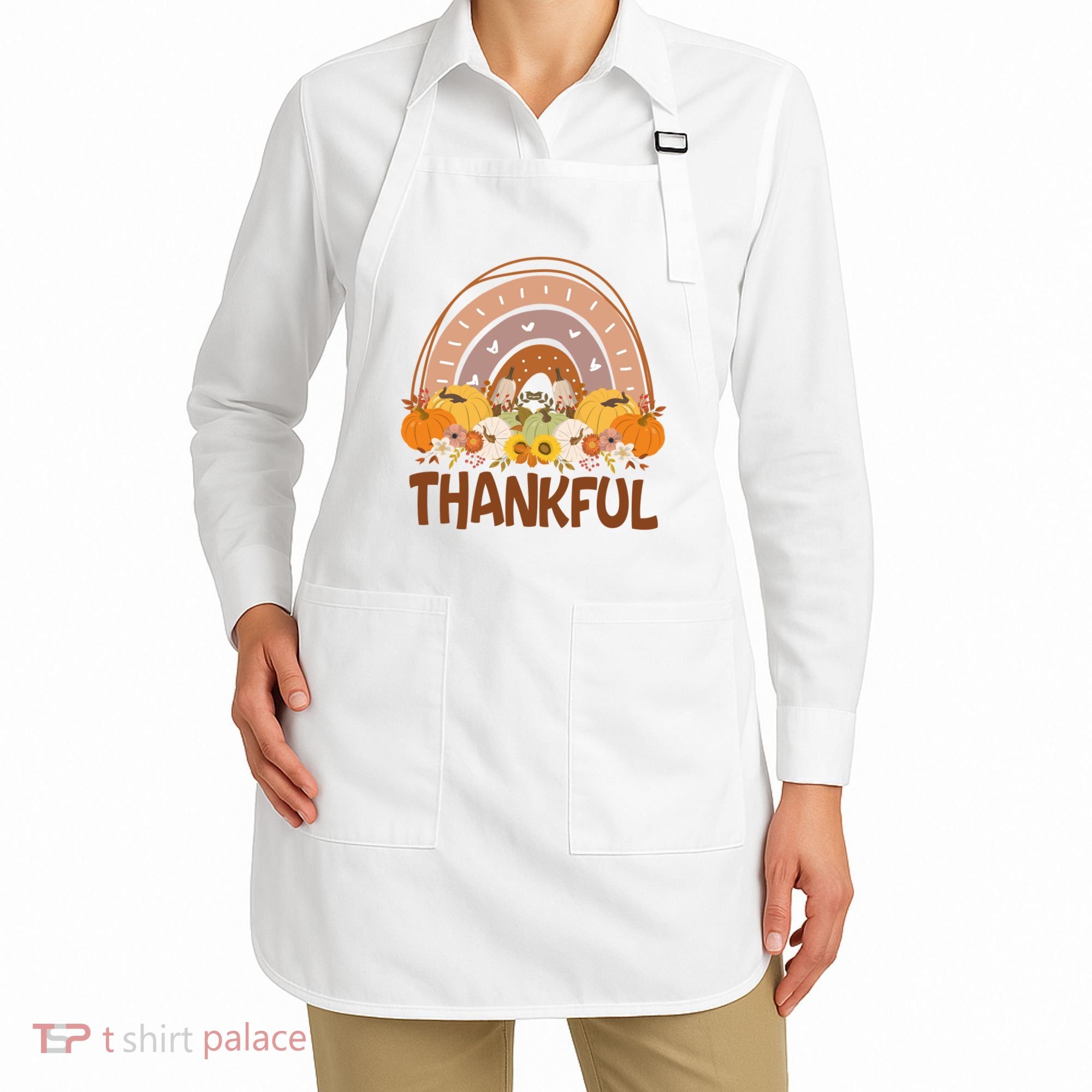 Thankful Pumpkin Patch Cute Rainbow Holiday Apron