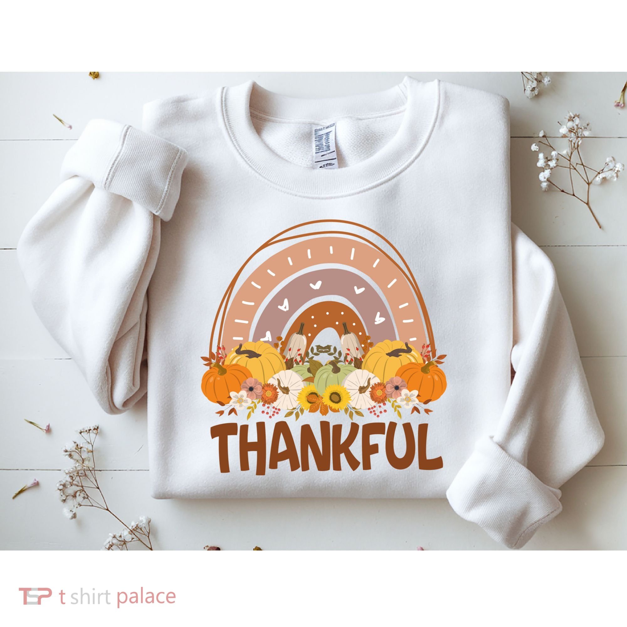 Thankful Pumpkin Patch Cute Rainbow Holiday Sweatshirt