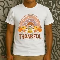 Thankful Pumpkin Patch Cute Rainbow Holiday T-Shirt thumb 3