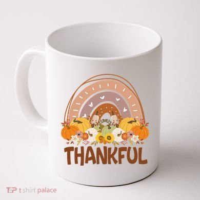 Thankful Pumpkin Patch Cute Rainbow Holiday Coffee Mug