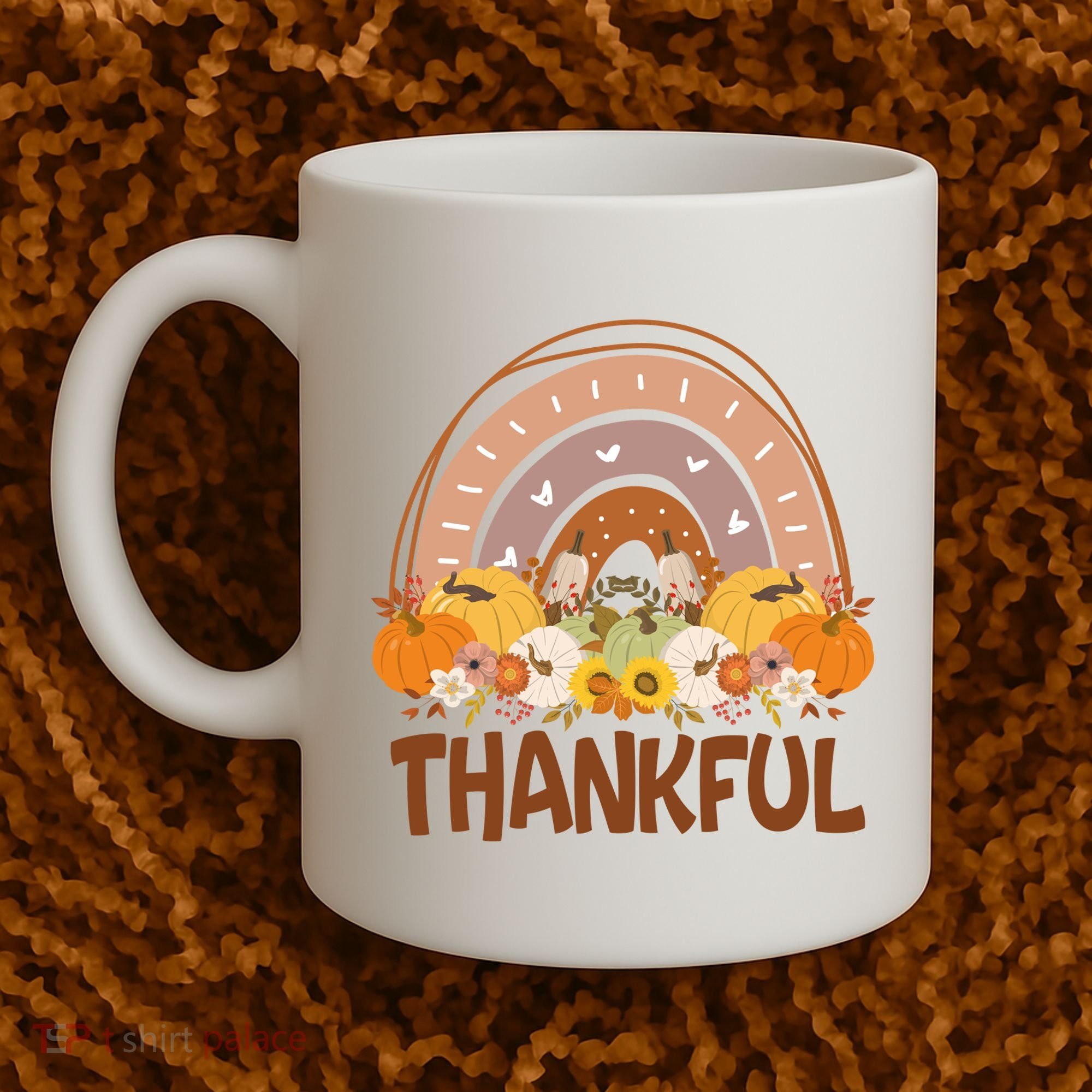 Thankful Pumpkin Patch Cute Rainbow Holiday Coffee Mug