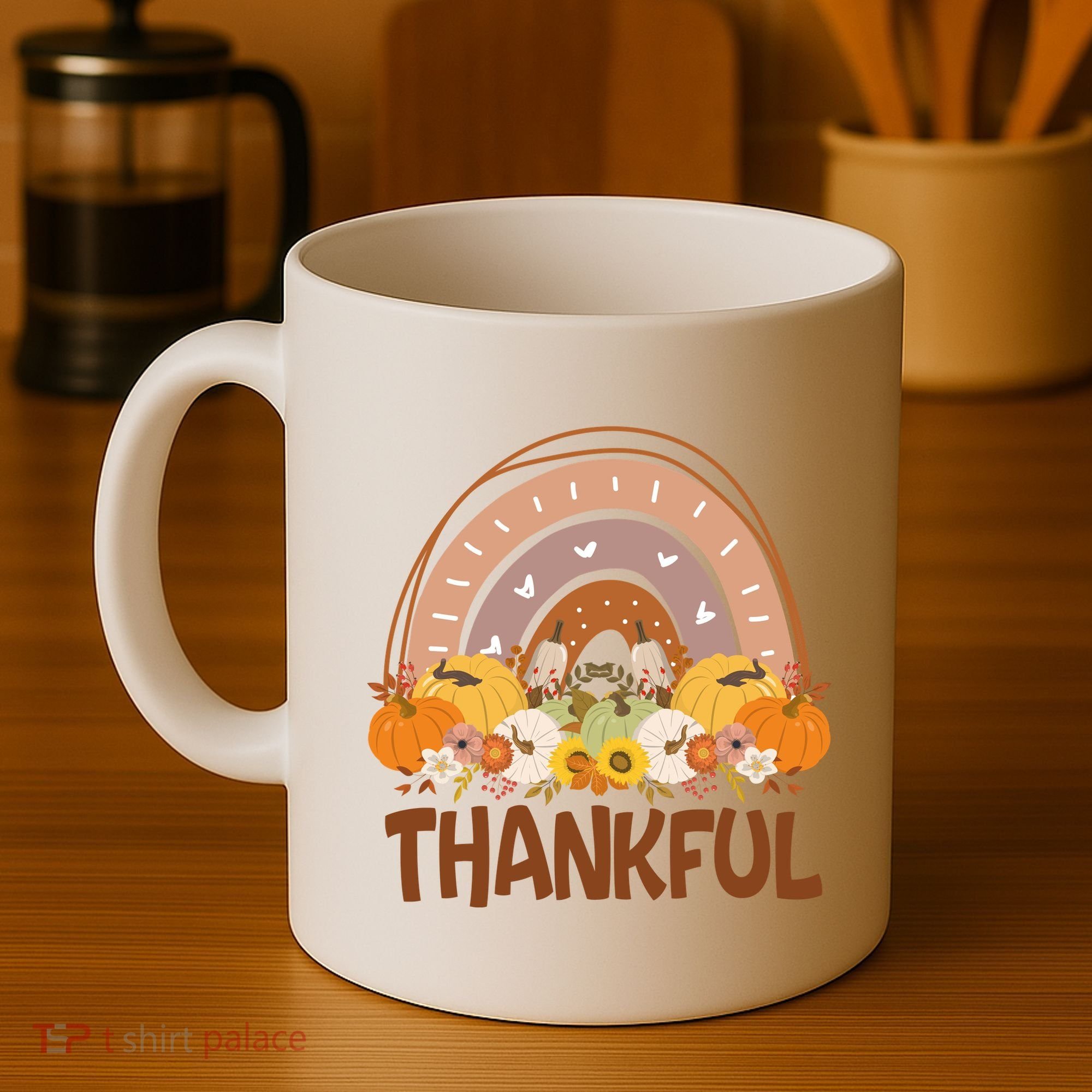 Thankful Pumpkin Patch Cute Rainbow Holiday Coffee Mug