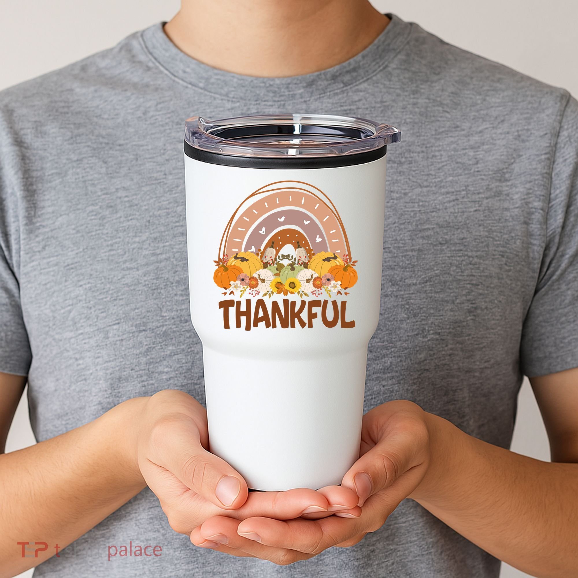 Thankful Pumpkin Patch Cute Rainbow Holiday Tumbler