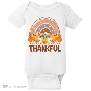 Thankful Pumpkin Patch Cute Rainbow Holiday Baby Bodysuit