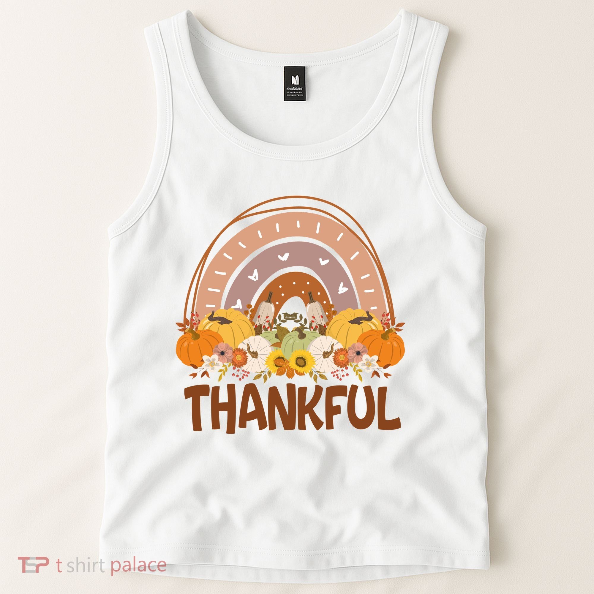 Thankful Pumpkin Patch Cute Rainbow Holiday Tank Top