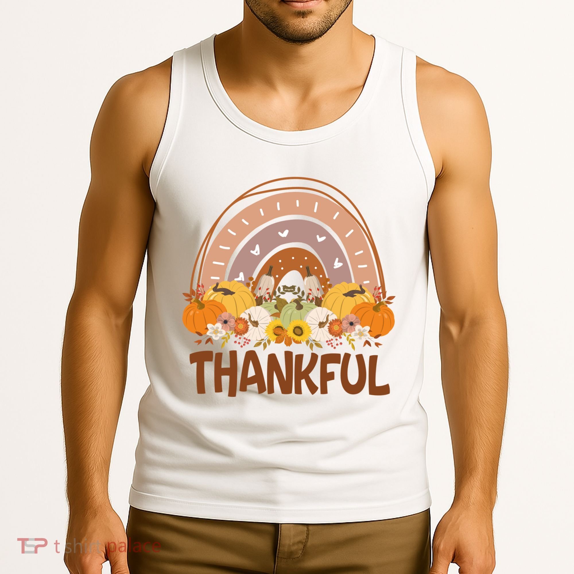 Thankful Pumpkin Patch Cute Rainbow Holiday Tank Top