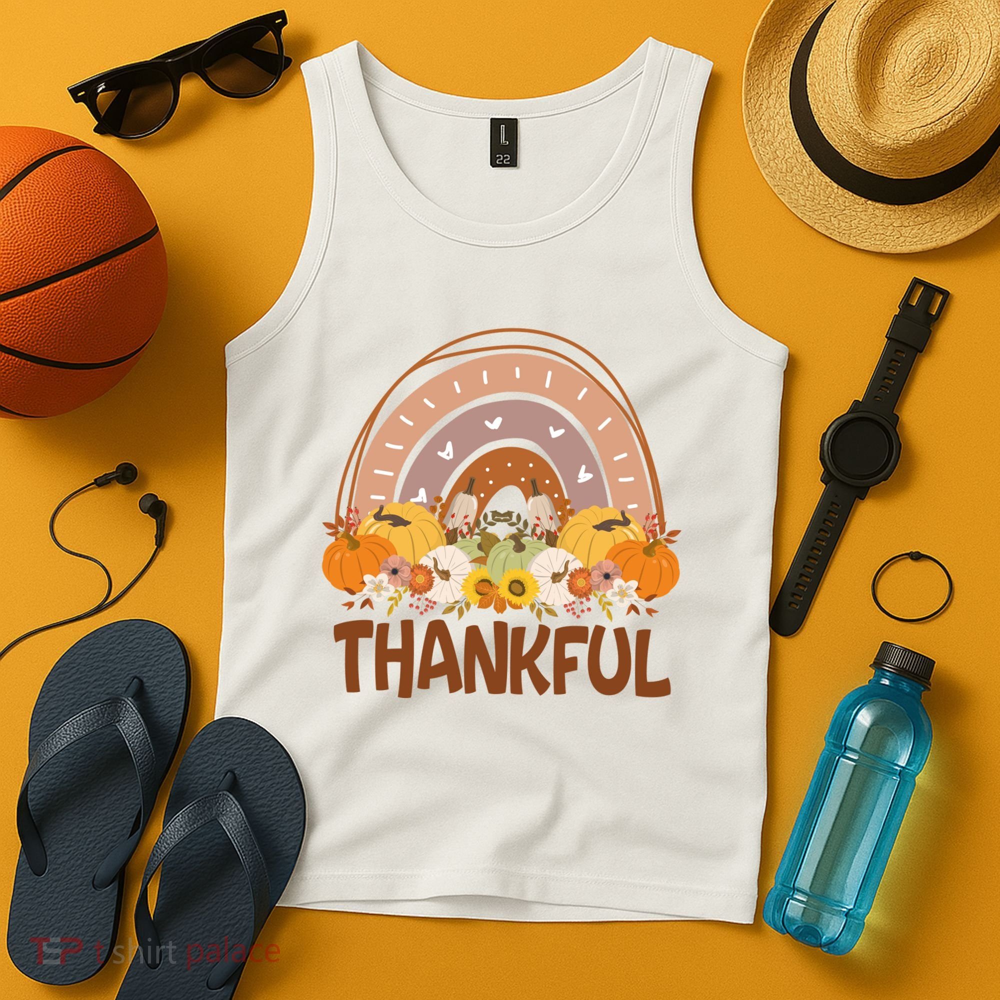 Thankful Pumpkin Patch Cute Rainbow Holiday Tank Top