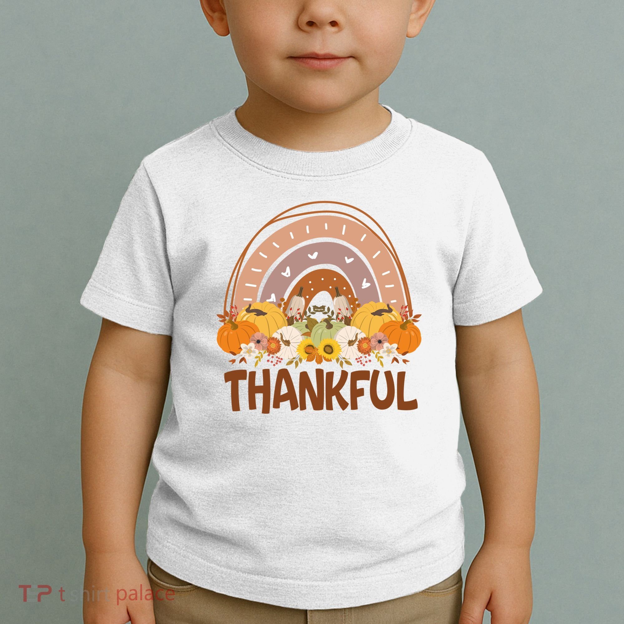 Thankful Pumpkin Patch Cute Rainbow Holiday Toddler T-Shirt
