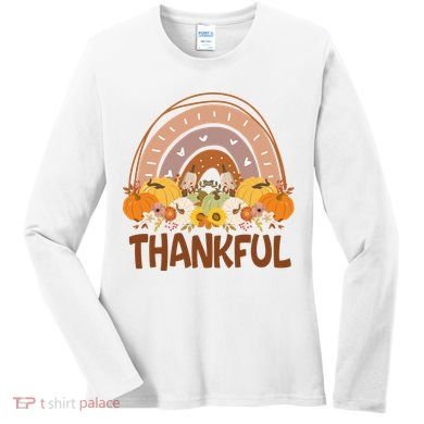 Thankful Pumpkin Patch Cute Rainbow Holiday Women's Long Sleeve Shirt