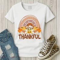 Thankful Pumpkin Patch Cute Rainbow Holiday Women's T-Shirt thumb 3