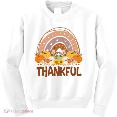 Thankful Pumpkin Patch Cute Rainbow Holiday Kids Sweatshirt
