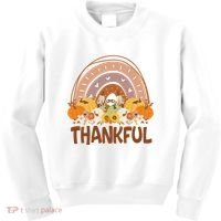 Thankful Pumpkin Patch Cute Rainbow Holiday Kids Sweatshirt thumb 0