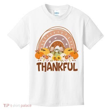 Thankful Pumpkin Patch Cute Rainbow Holiday Kids T-Shirt
