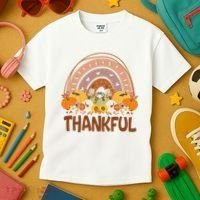 Thankful Pumpkin Patch Cute Rainbow Holiday Kids T-Shirt thumb 3