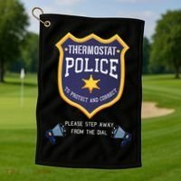 Thermostat Police Please Step Away From The Dial Dad Jokes Golf Towel thumb 1