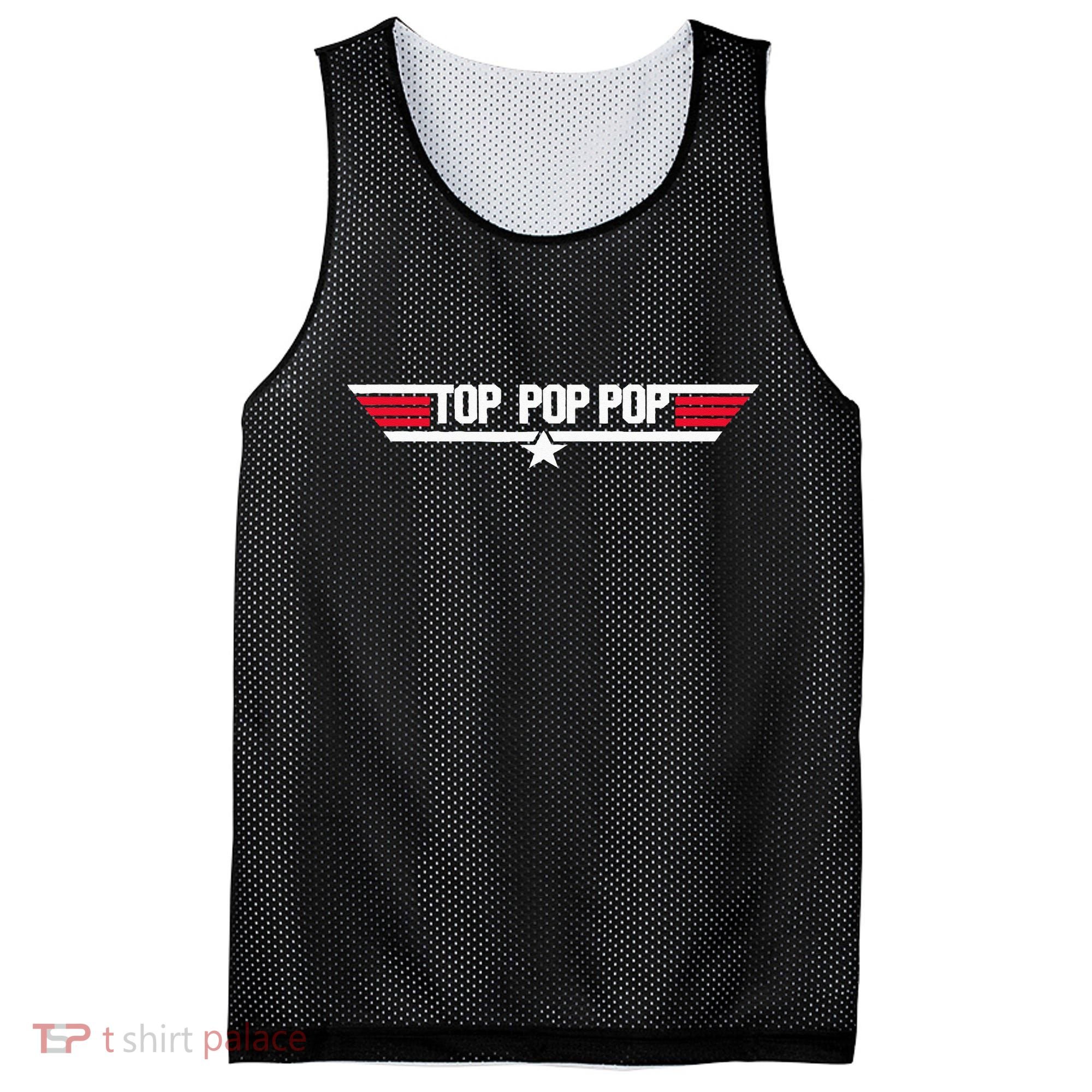 Top Pop Pop Funny Father's Day Dad Grandpa Gifts Mesh Reversible Basketball Jersey Tank