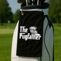 The Pugfather Pug Dad Fathers Day Gift Pug Lovers Golf Towel thumb 2