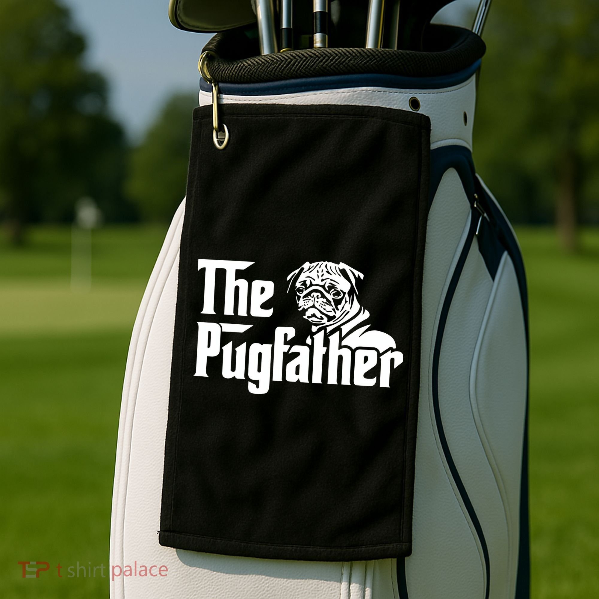 The Pugfather Pug Dad Fathers Day Gift Pug Lovers Golf Towel