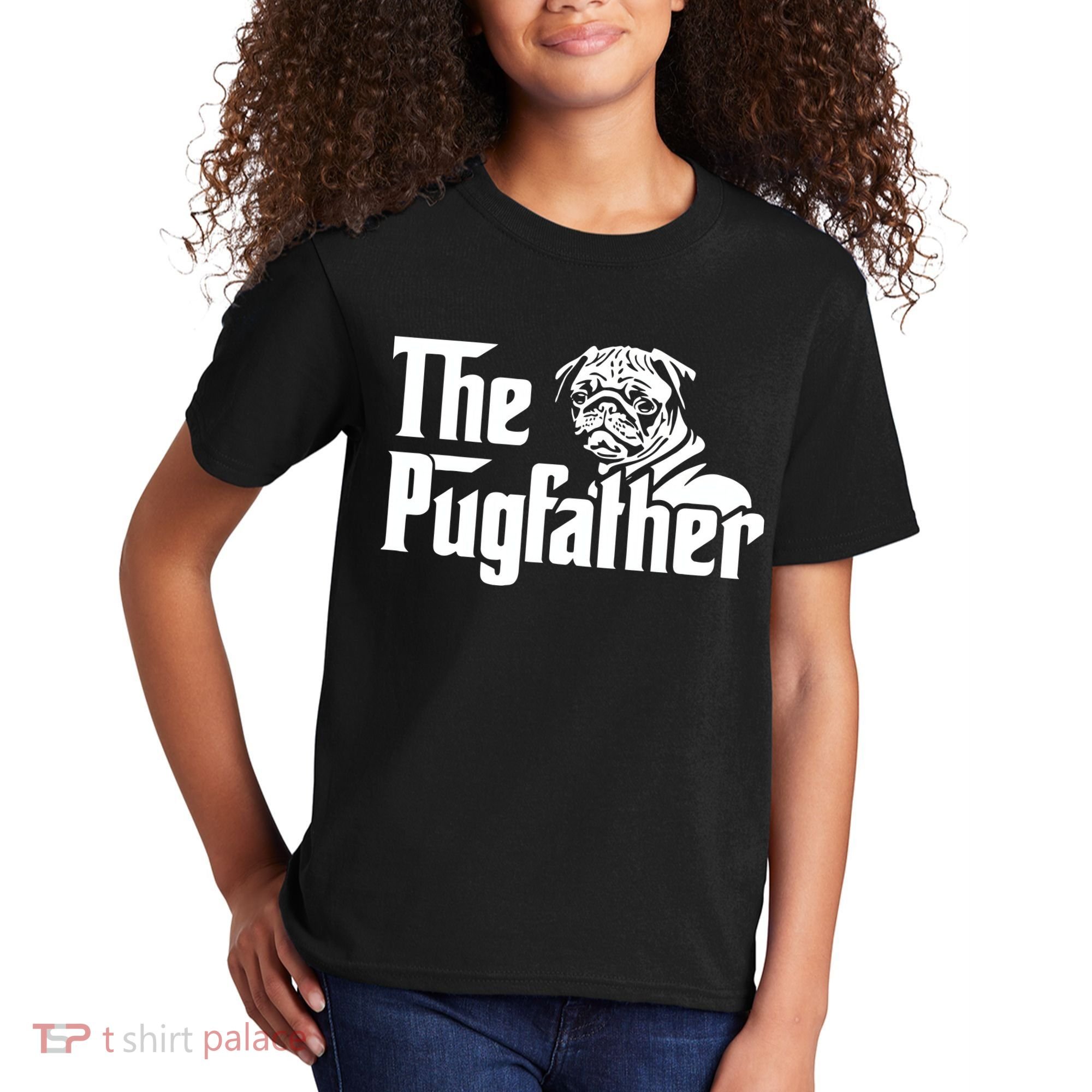 The Pugfather Pug Dad Fathers Day Gift Pug Lovers Kids T-Shirt