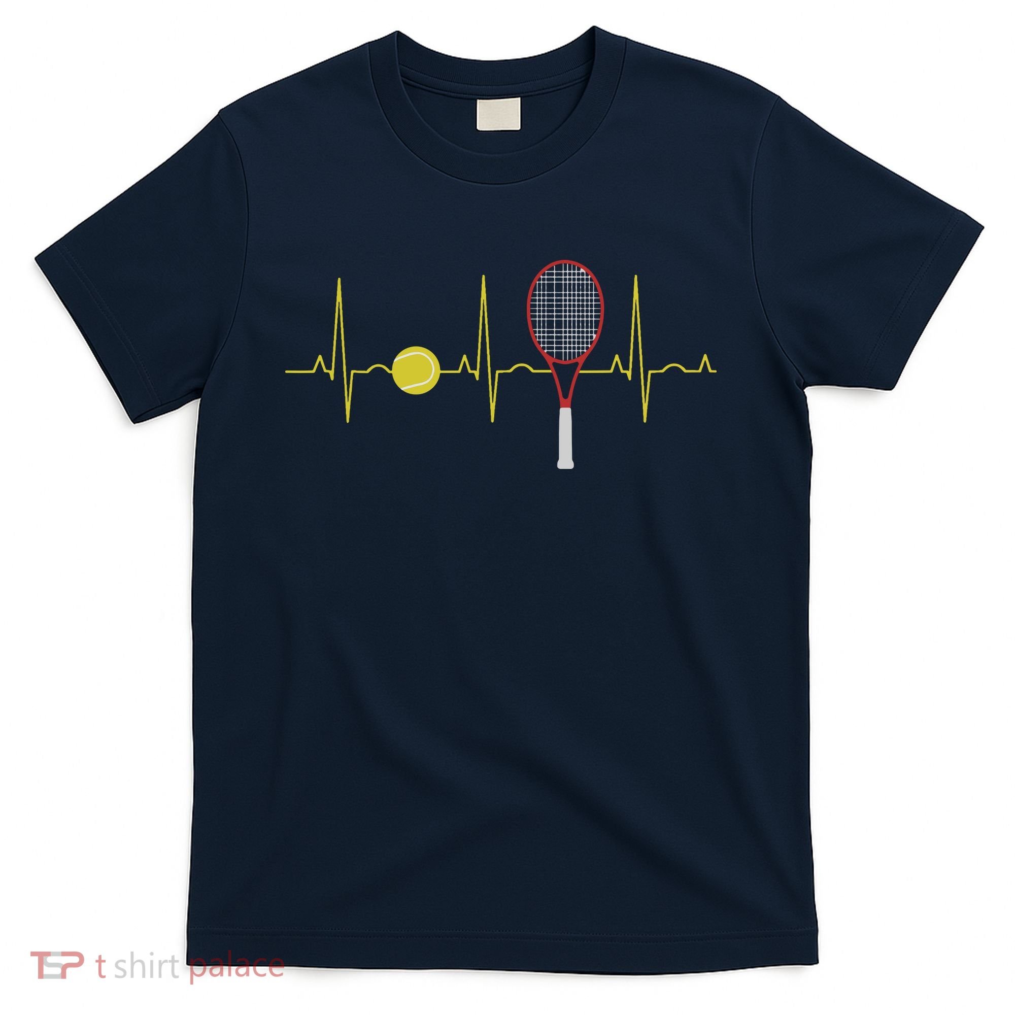 Tennis Player Retro Sport Racket & Tennis Ball Heartbeat T-Shirt