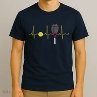 Tennis Player Retro Sport Racket & Tennis Ball Heartbeat T-Shirt thumb 3