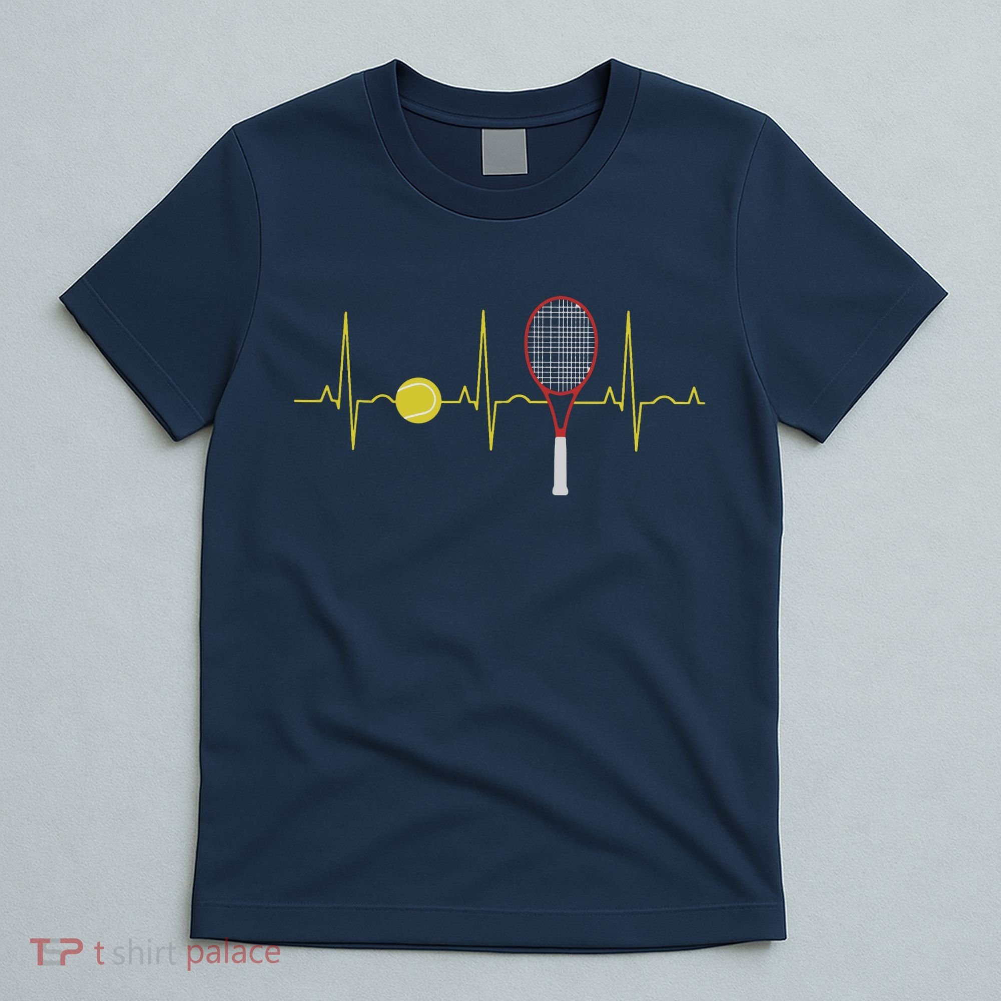 Tennis Player Retro Sport Racket & Tennis Ball Heartbeat T-Shirt