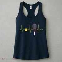 Tennis Player Retro Sport Racket & Tennis Ball Heartbeat Women's Tank Top thumb 3