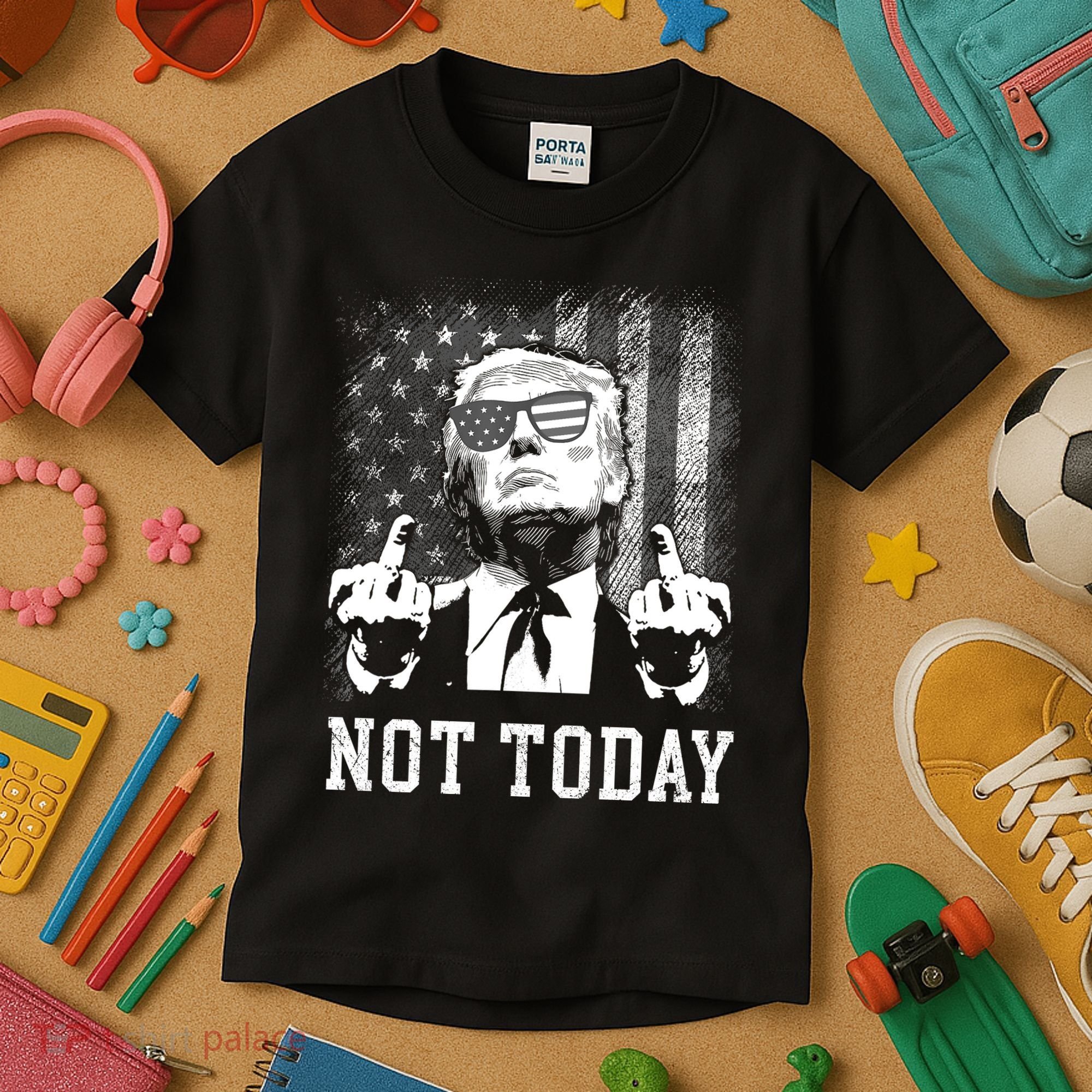 Trump Pennsylvania Rally Shooting Not Today Kids T-Shirt