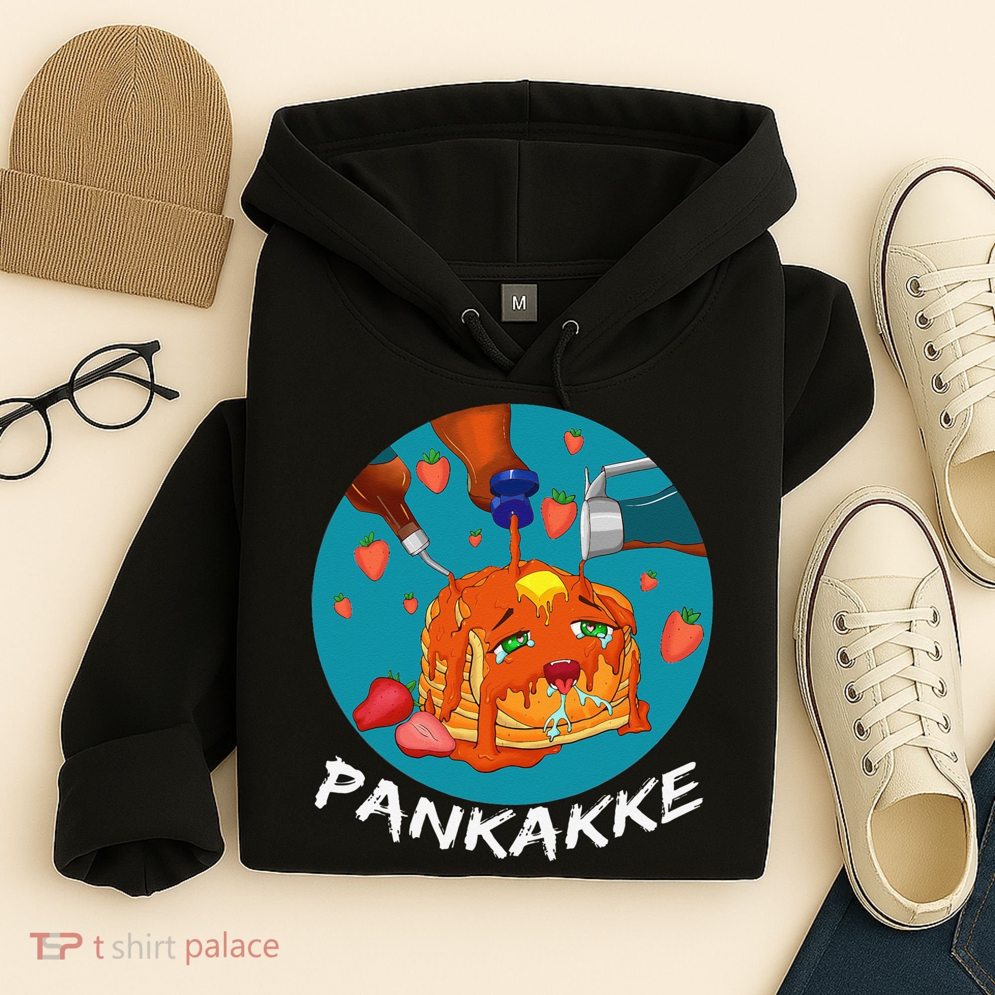 This Pancake REALLY Loves Syrup! Funny Anime Food Pun Hoodie