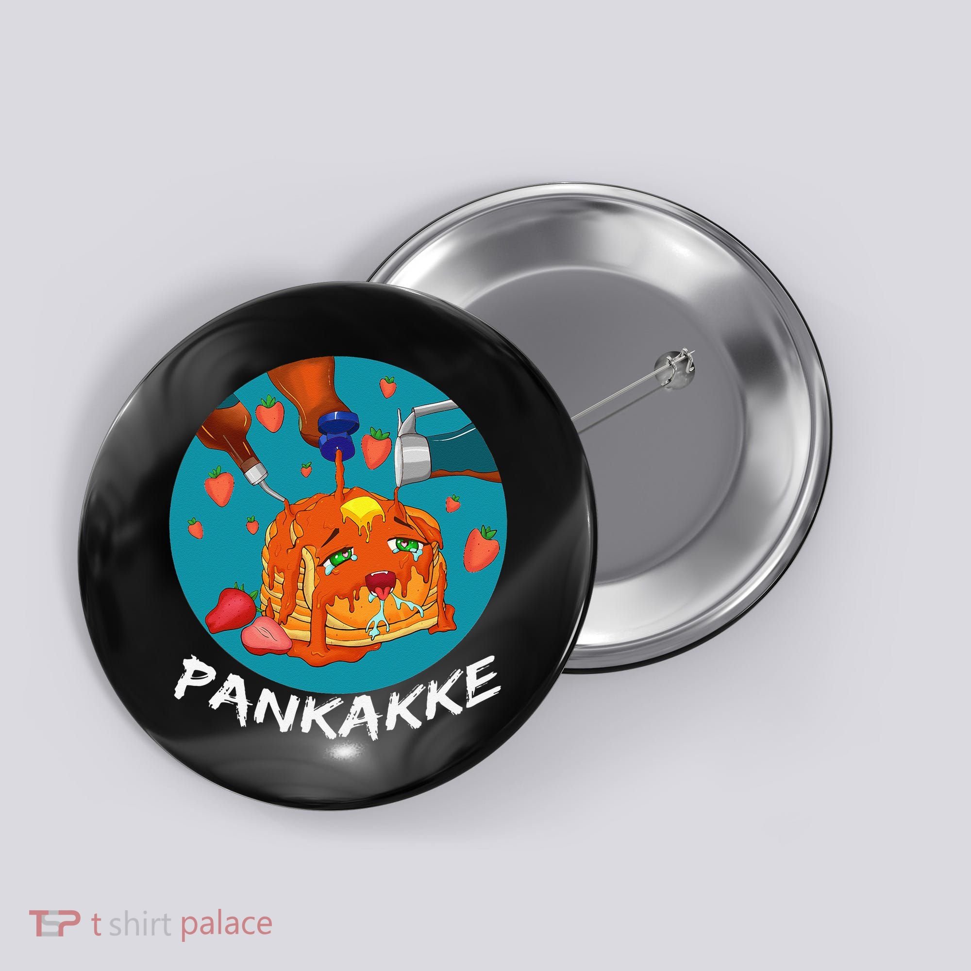 This Pancake REALLY Loves Syrup! Funny Anime Food Pun Button