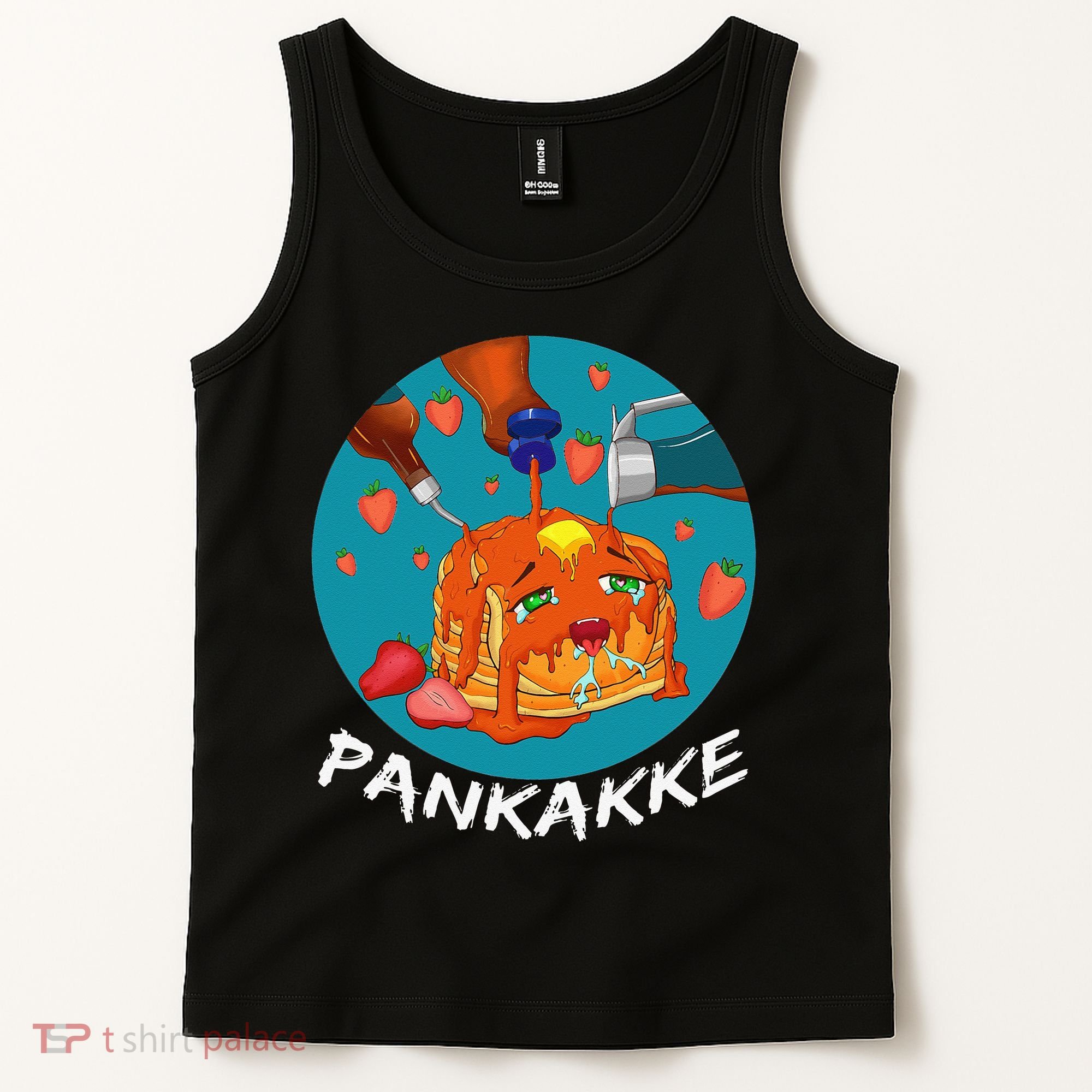 This Pancake REALLY Loves Syrup! Funny Anime Food Pun Tank Top