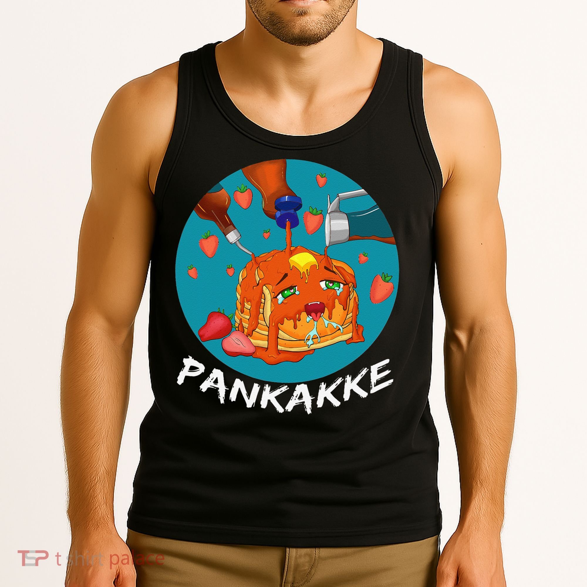 This Pancake REALLY Loves Syrup! Funny Anime Food Pun Tank Top