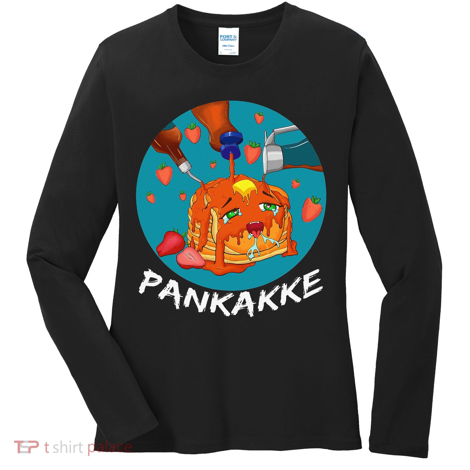 This Pancake REALLY Loves Syrup! Funny Anime Food Pun Women's Long Sleeve Shirt