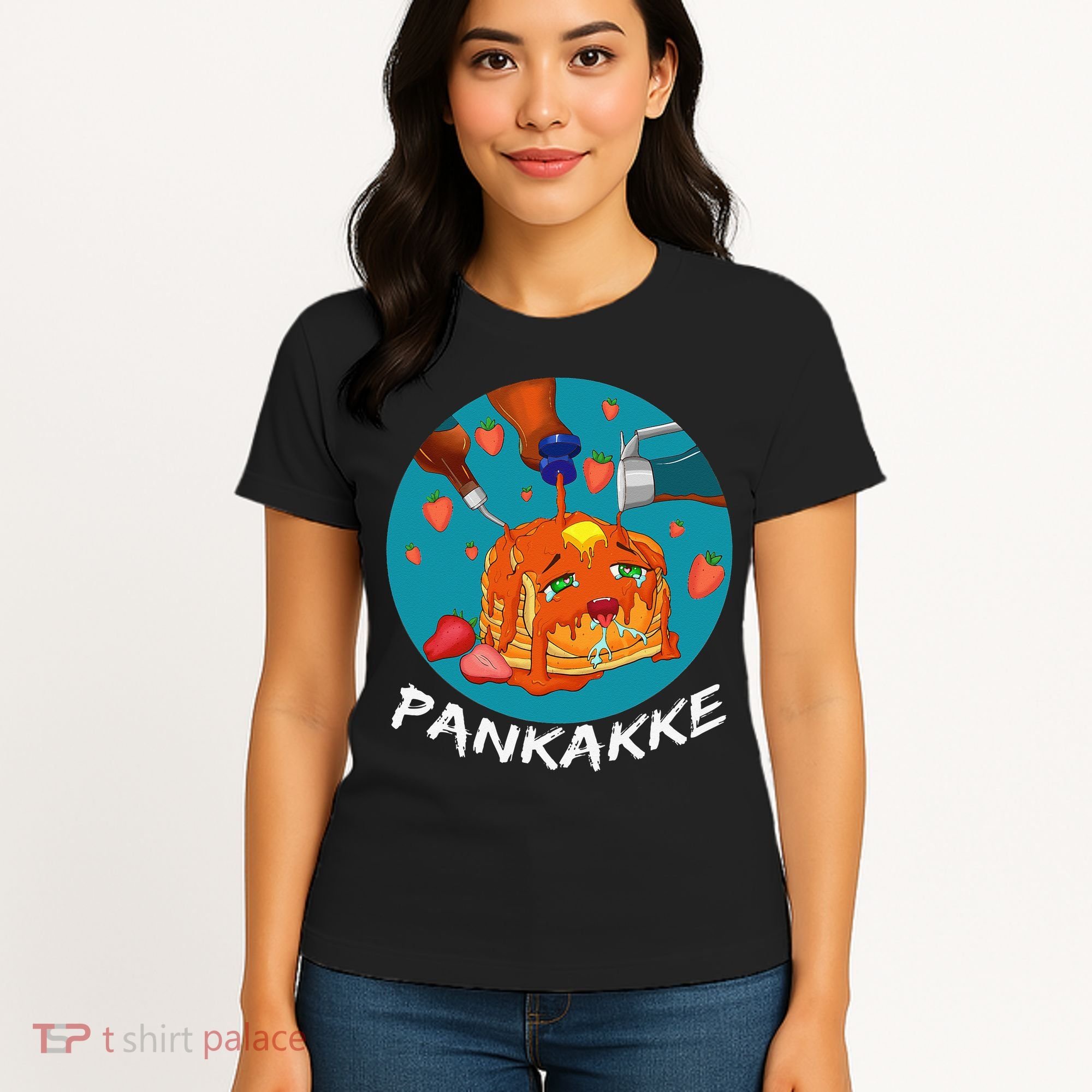 This Pancake REALLY Loves Syrup! Funny Anime Food Pun Women's T-Shirt