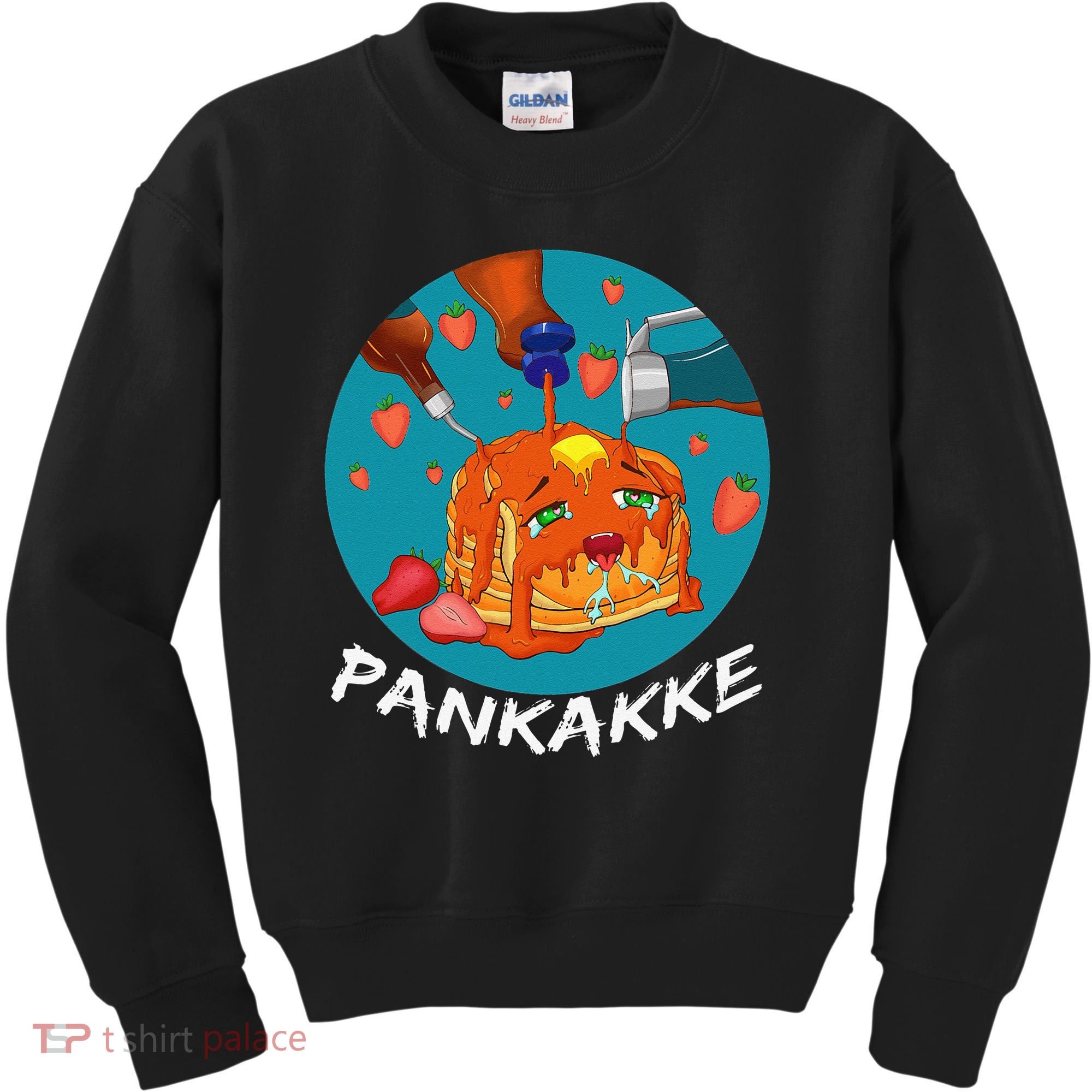 This Pancake REALLY Loves Syrup! Funny Anime Food Pun Kids Sweatshirt