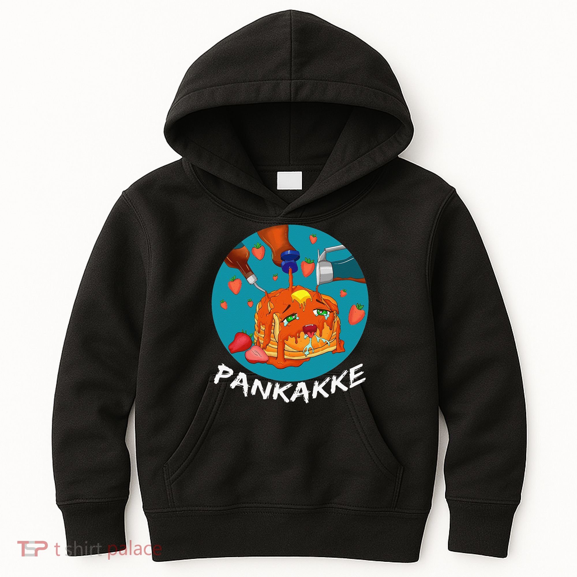 This Pancake REALLY Loves Syrup! Funny Anime Food Pun Kids Hoodie