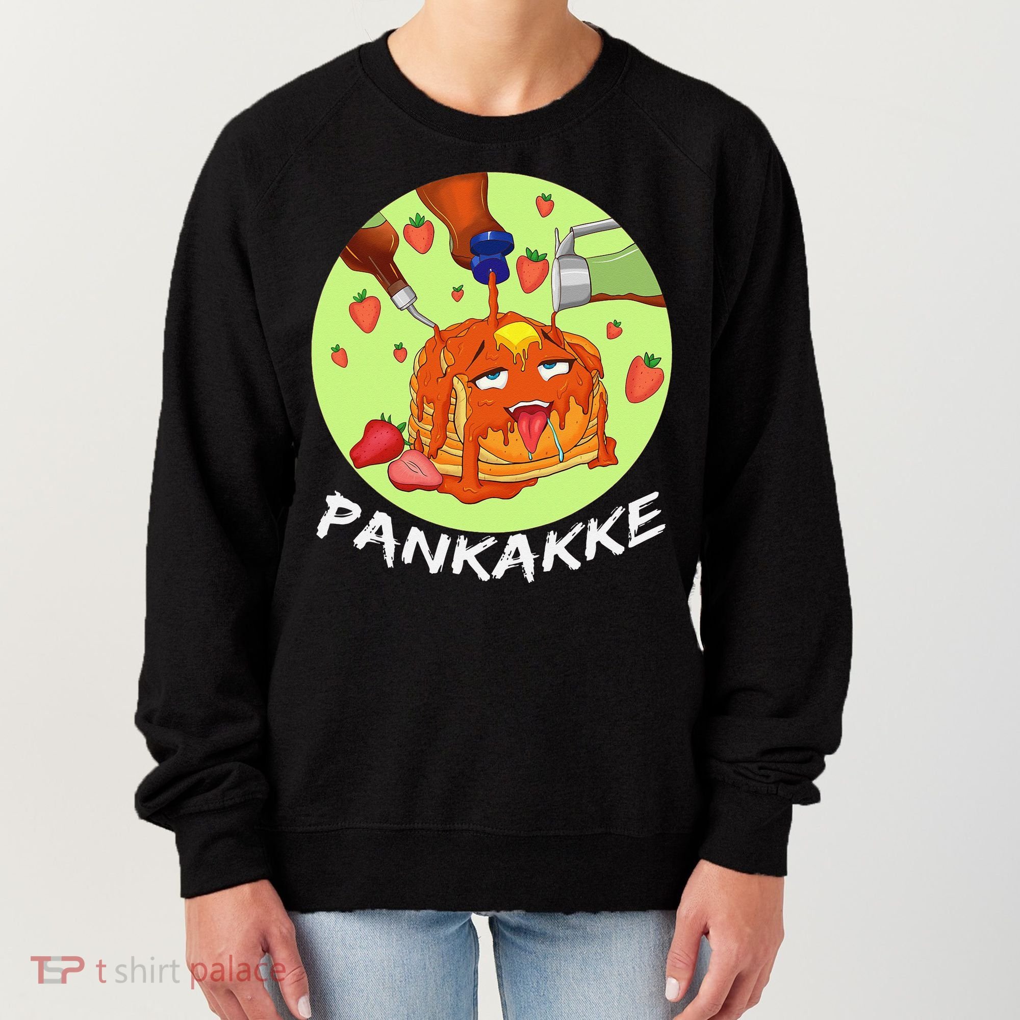 This pancake REALLY loves syrup! Funny anime food pun Women's Sweatshirt