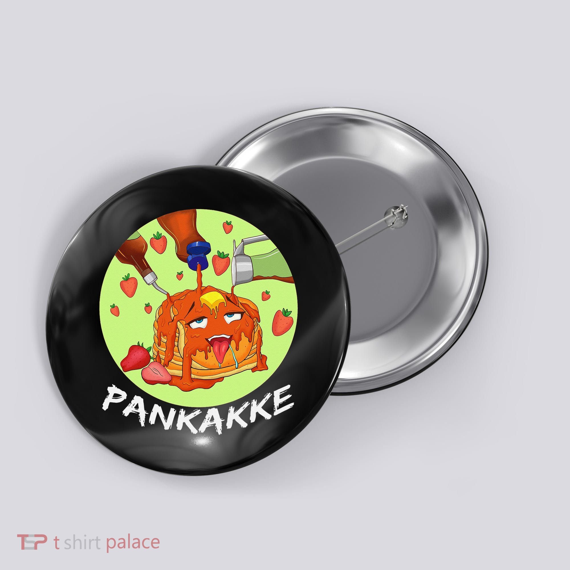 This pancake REALLY loves syrup! Funny anime food pun Button