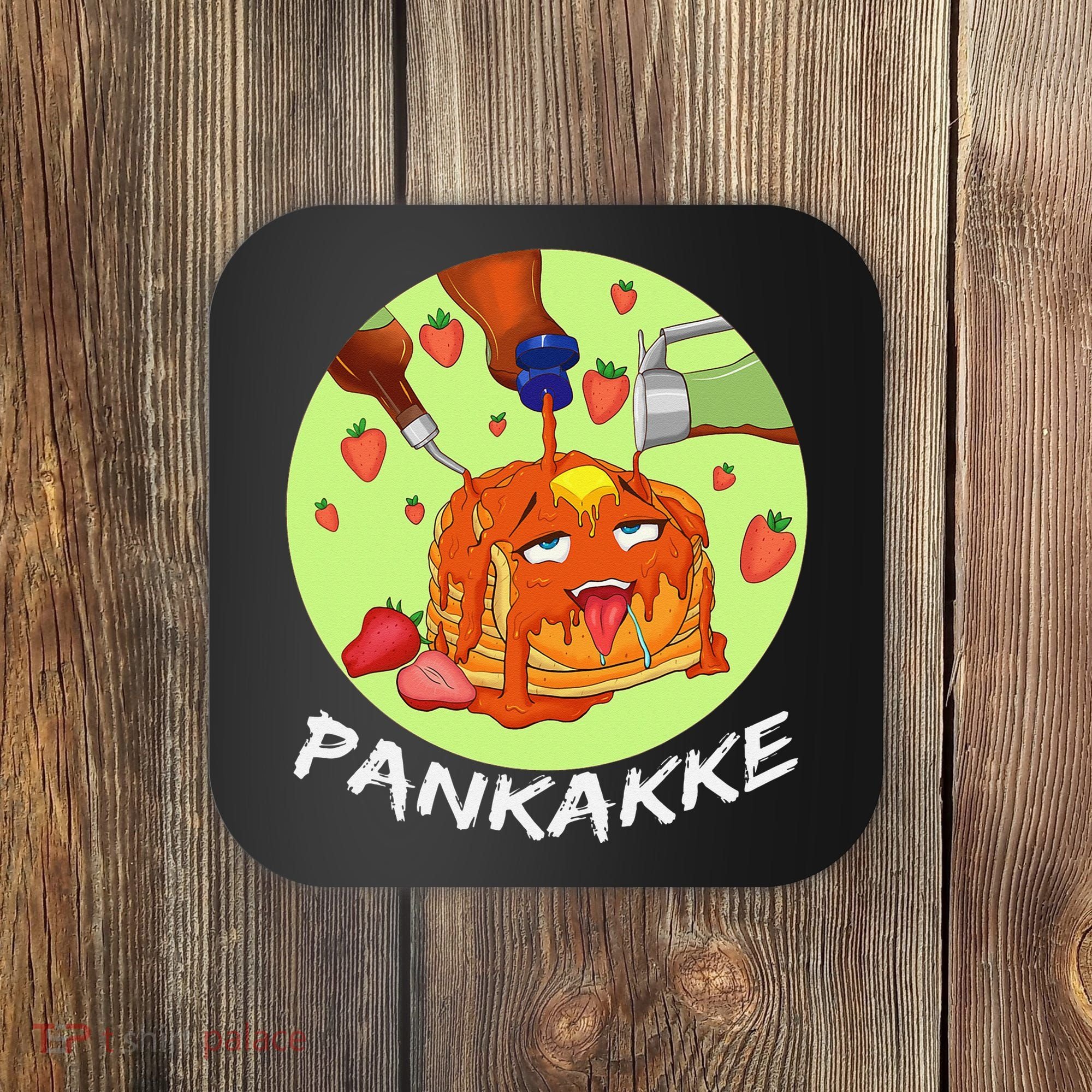 This pancake REALLY loves syrup! Funny anime food pun Coaster