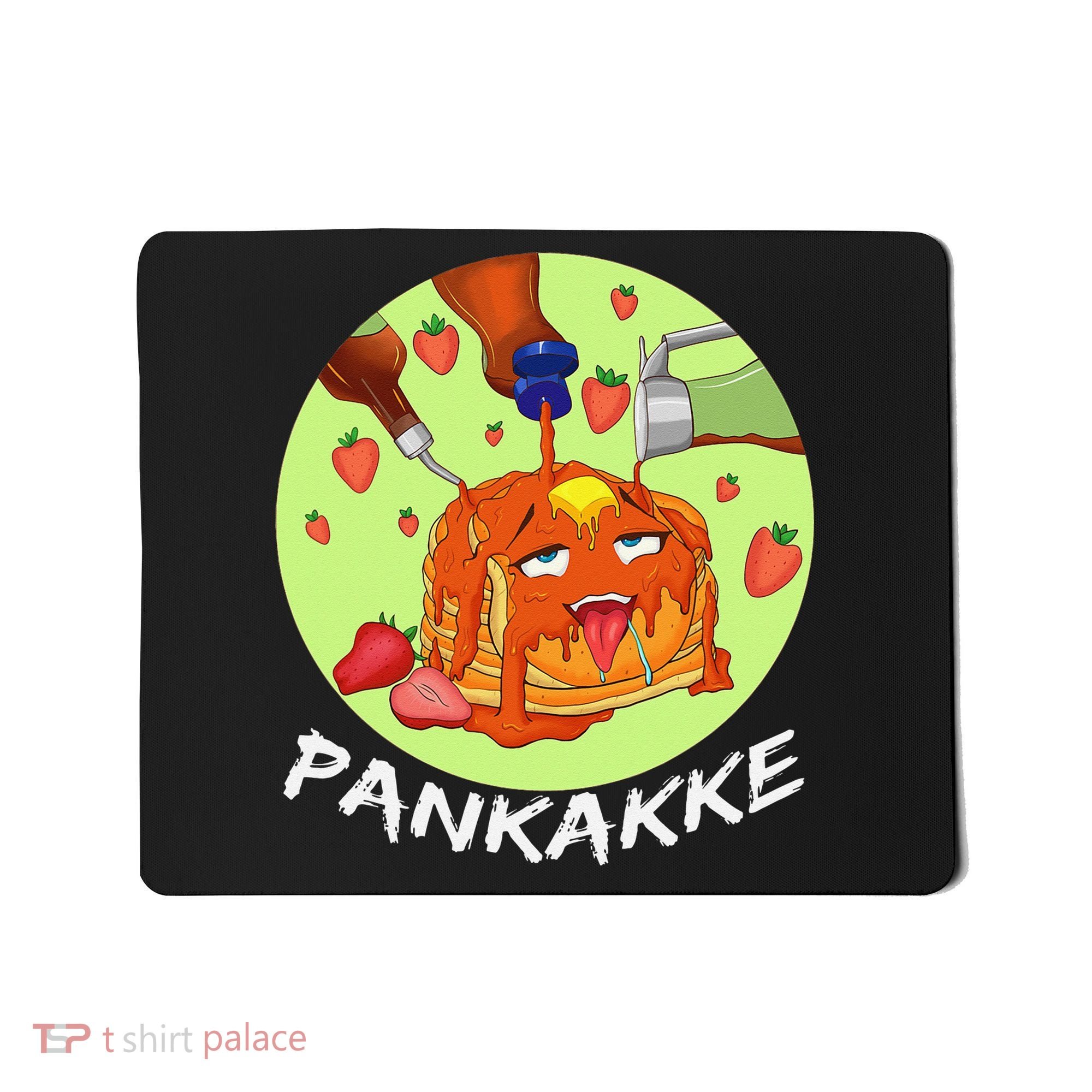 This pancake REALLY loves syrup! Funny anime food pun Mousepad