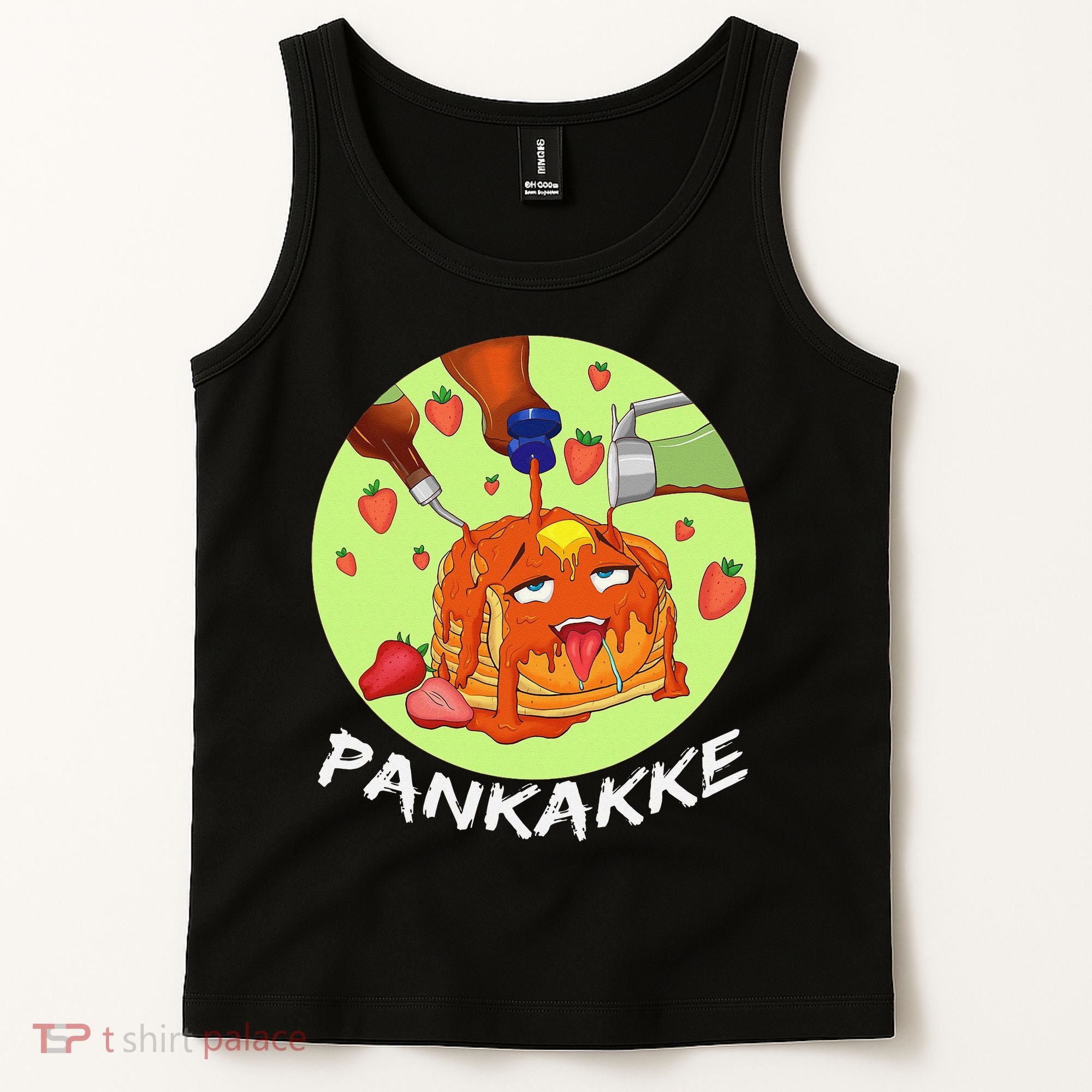 This pancake REALLY loves syrup! Funny anime food pun Tank Top