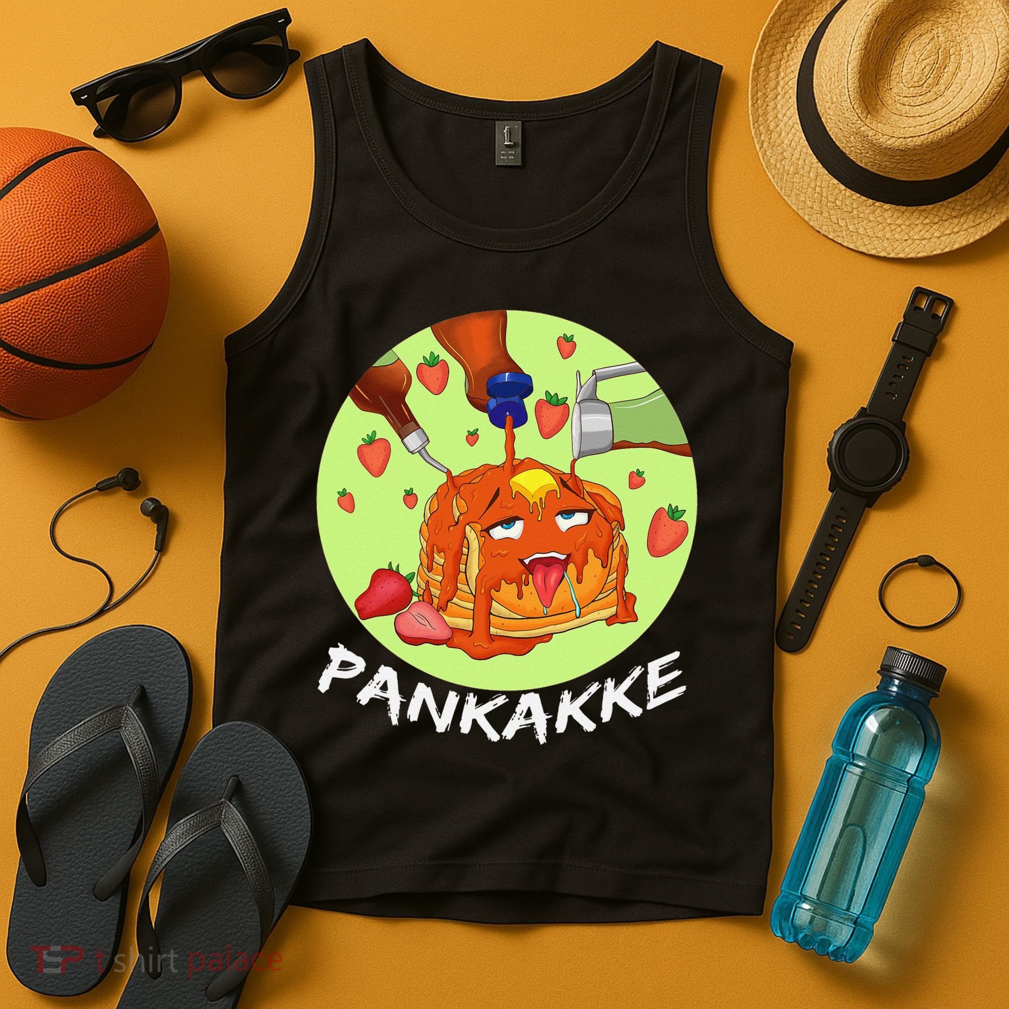 This pancake REALLY loves syrup! Funny anime food pun Tank Top