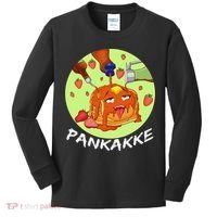 This pancake REALLY loves syrup! Funny anime food pun Kids Long Sleeve Shirt thumb 0