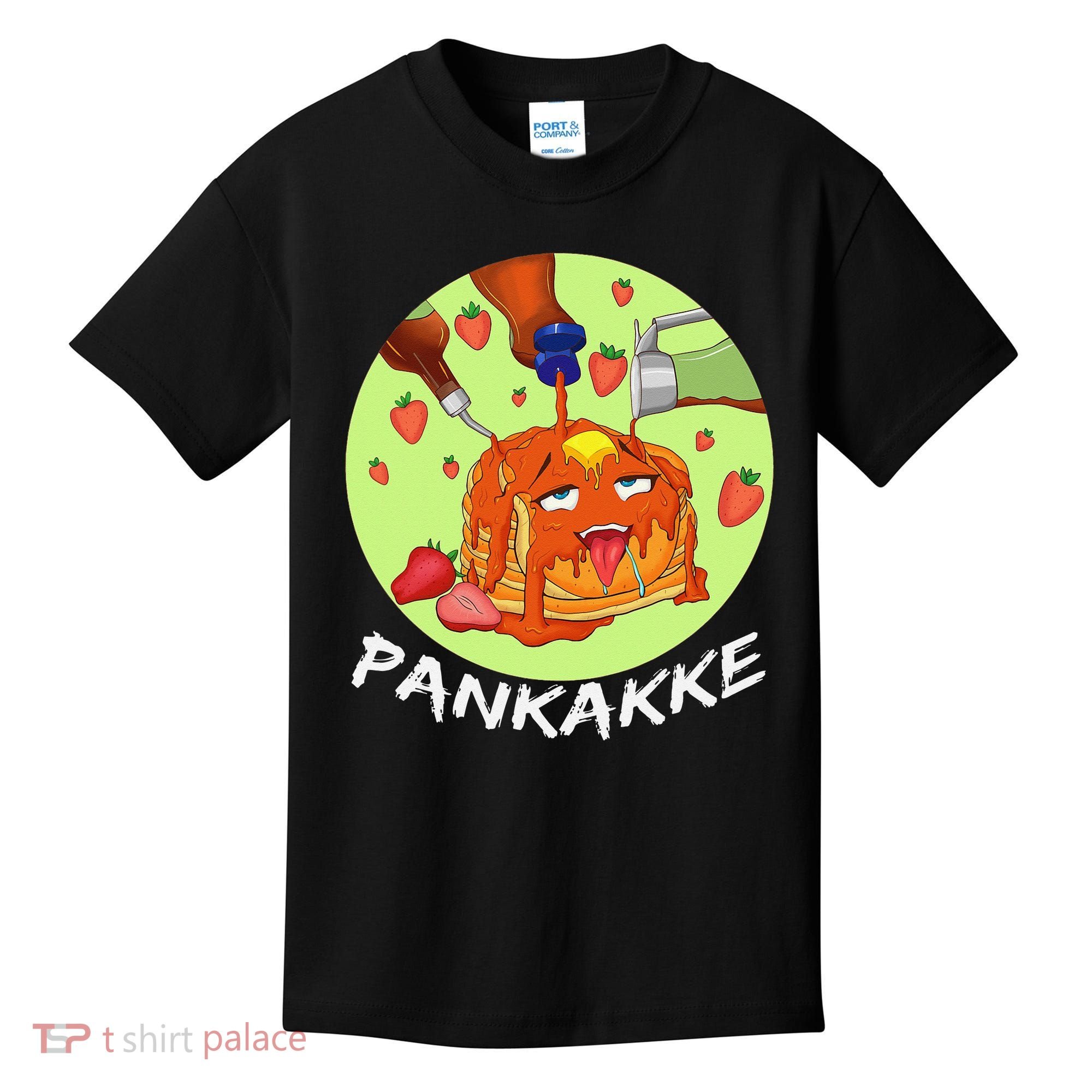 This pancake REALLY loves syrup! Funny anime food pun Kids T-Shirt